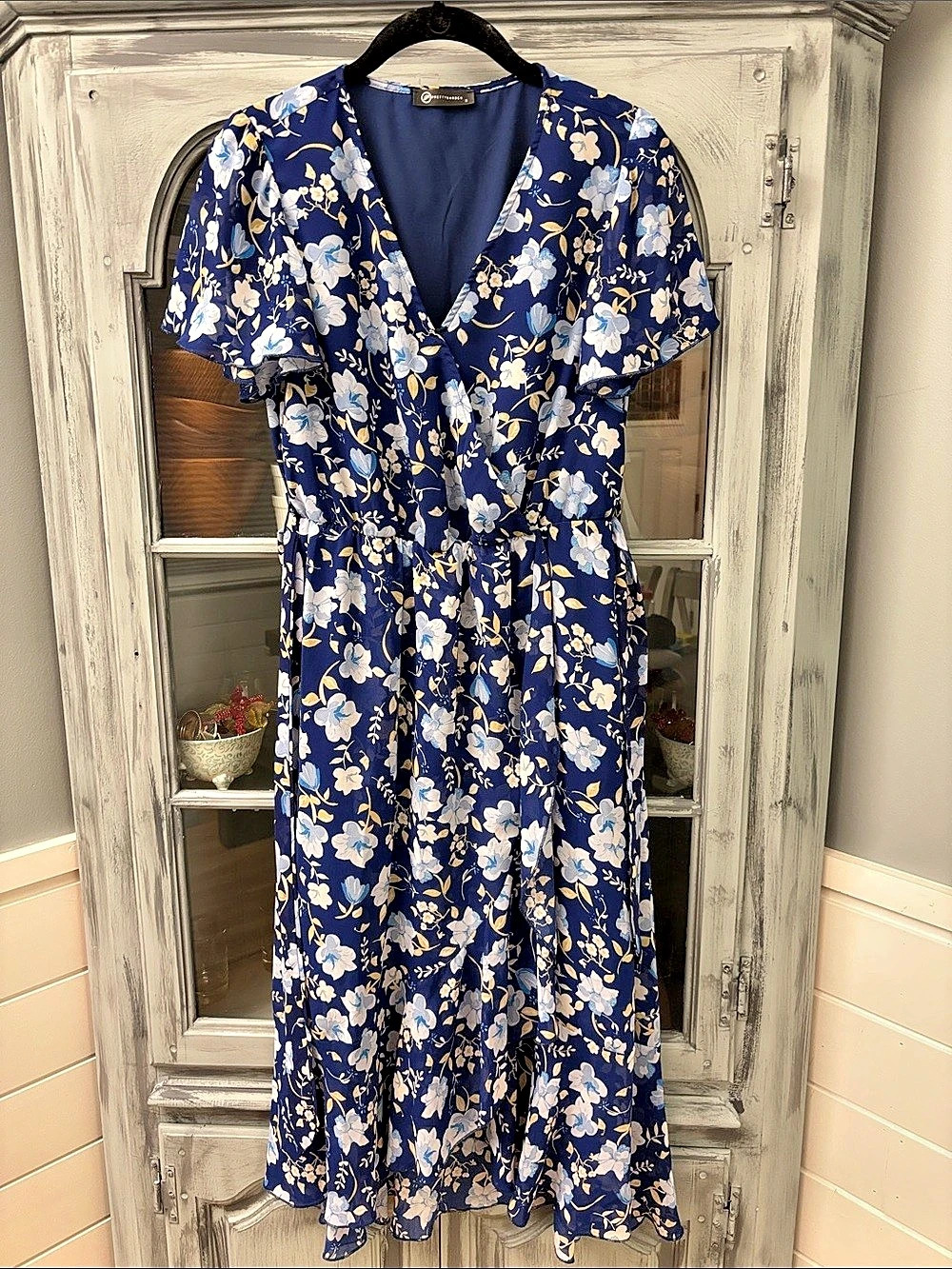 PRETTYGARDEN Women's Floral Wrap V-Neck Midi Dress